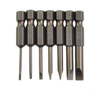 Slotted Screwdriver Bits 50mm 7pc Set 1/4 Hex Alloy Steel | 7-piece set, 50mm length, 1/4 inch hex shank, alloy steel build, slotted tip design
