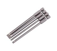 Slotted Screwdrivers Bits Set 4Pcs S2 Alloy Steel 100mm Magnetic 1/4" Hex Shank SL3 SL4 SL5 SL6 3mm-6mm Screwdrivers Bits Set