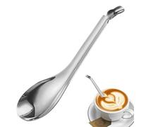 Slotted Serving Spoon 17x4.3cm Stainless Steel Gold Silver Spherification Strainer Tool, Molecular Colander Kitchen Gadget with Design | Cooking Spoon for Sauces Stews Caviar Dips Cereals