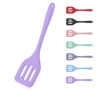 Slotted Silicone Pancake Turner Cookie Spatula High Heat Resistant Slotted Spatula for Fish, Eggs, and More (8.2 x 2.2 Inch, Purple)