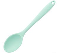 Slotted Silicone Spoon Safe Kitchen Tool for Draining Pasta Vegetables 20cm Purple(Green Spoon)