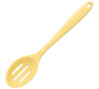Slotted Silicone Spoon Safe Kitchen Tool for Draining Pasta Vegetables 20cm Purple(Yellow Colander)