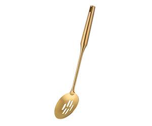 Slotted Spoon,Gold 14.69 inch Long Handle Cooking Utensil Kitchen Tool by BUY THINGS!