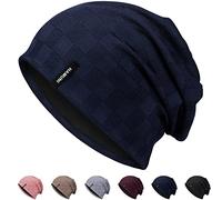 Slouch Beanie Hat for Men Women, Thin Light Weight Jacquard Knitted Beanie Skull Cap Soft Hat Slouchy Baggy Beanie for Unisex, Flexible Classic Hip-Hop Winter Summer Hat (Dark Blue)