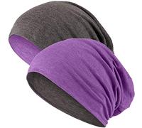 Slouch Long Beanie 2-in-1 Reversible Jersey Beanie - White - One size