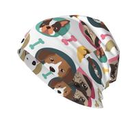 Slouchy Beanie Hats Dog Pet Bone Unisex Knitted Hats Thin Soft Stretch Hip-Hop Skull Cap