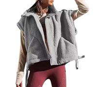 Slouchy Fleece Vest,Women's Oversized Fleece Vest,Warm Button Down Gilet Outerwear with Pockets，Sleeveless Sherpa Vest (3,S)