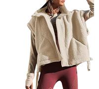 Slouchy Fleece Vest,Women's Oversized Fleece Vest,Warm Button Down Gilet Outerwear with Pockets，Sleeveless Sherpa Vest (5,S)