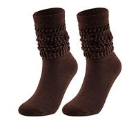 Slouchy Socks for Women Slouch Socks Scrunch Socks Medium High Tube Bubble Socks 80S 90S Knee Tube Socks Soft Cotton Retro Scrunch Socks Mid Calf Rib Tube Socks Women Brown