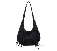 Slouchy Suede Shoulder Bag for Women, Fringe Suede Hobo Bag, Tassel Crescent Crossbody Purse, Underarm Shoulder Travel Bag, Casual Handbag