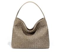 Slouchy Suede Woven Hobo Bags Women Trendy Suede Shoulder Bag Crossbody Satchel Crescent Purse Top Handle Tote Handbag (Pine Teal 01)