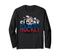 Slovak IHockey Skull Mask Slovakia Grunge Flag Europe Sports Long Sleeve T-Shirt