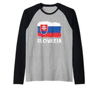 Slovak Slovakian Pride Vintage Slovakia Flag Slovakian Roots Raglan Baseball Tee