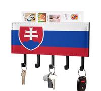 Slovakia Flags of Countries Wall Mounted Key Holder with 5 Key Hooks Hanging Mail Organizer Rack for Entryway