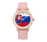 Slovakia Flags of Countries Women's Wrist Watches Leather Strap Watch Ladies Three-Hand Round Case Watches