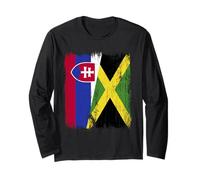 Slovakia Jamaica Half Flag Slovakian Jamaican Heritage Long Sleeve T-Shirt