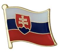 Slovakia National Flag Enamel Metal Pin Badge Diplomat Lapel - 1.9cm x 1.6cm - Hard Enamel Slovak Tricolour Flag Brooch - Coat of Arms Symbol Pin for Jacket, Hat, or Backpack