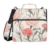 Slovenia Carnation Beauty Summer Flower 3 Ringing Office Binder Organizer with Handle and Removable Shoulder Strap Multiple Pockets Portable Home Travel Safe Storage Bag for School