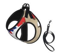 Slovenia Flag Map With Shield Print Adjustable Reflective Harness Leash Set For Cats, Dogs And Small Pets, Soft Breathable Mesh Walking Vest With Escape-Proof Lead
