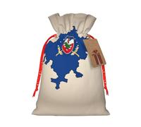 Slovenia Flag Map02 Print Christmas Burlap Gift Bag With Drawstring, Present Small Favor Pouch For Birthday Parties-S Size