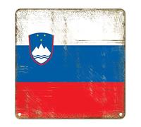 Slovenia Flag Metal Tin Sign Personalized State Tin Plaque Metal Wall Plaques Personalized Chic Sign Rusty Indoor Outdoor Hanging Poster Unique Flag Design Print Art 12x12in