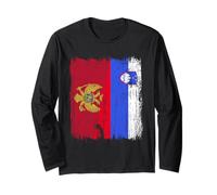Slovenia Half Flag Montenegro Montenegrin Slovenian Jersey Long Sleeve T-Shirt