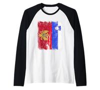 Slovenia Half Flag Montenegro Montenegrin Slovenian Jersey Raglan Baseball Tee