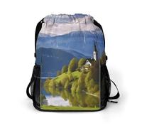 Slovenia Landscape Sports Drawstring Backpack,Packsack with Shoe Compartment And Wet Proof Pocket for Youth