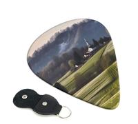 Slovenian Rural Landscape Print Guitar Picks 6 Pack With Organizer Storage Bag 0.46 0.71 0.96mm Guitar Plectrums Guitars Accessories For Bass Electric Acoustic Guitars