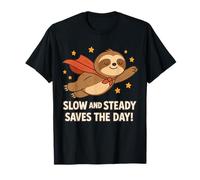 Slow and Steady Saves The Day Superhero Sloth T-Shirt