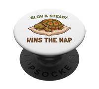 Slow And Steady Wins The Nap Funny Sleeping Box Turtle Lazy PopSockets Adhesive PopGrip