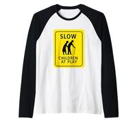 Slow Children at Play Sign Raglan Baseball Tee