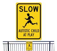 Slow Children At Play Sign | Reflective Metal Rustproof Caution Signage - Kids At Play Slow Down Signage - for Neighborhoods Street Lawn Park Sidewalk Driveway Community
