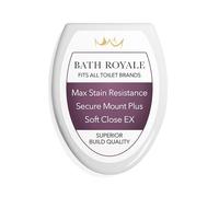 Slow Close Toilet Seat BR501-00 White Elongated, Stain-Resistant and Easy to Keep Clean, Heavy Duty Fits All Toilet Brands, Executive Series by Bath Royale