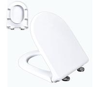 Slow Close Toilet Seat D/U-Shaped Quiet and Soft Close Toilet Lid and Seat with Adjustable Hinges, Quick Release, Easy to Install & Clean, Urea-Formaldehyde, White, 02R, 46x37cm