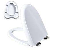 Slow Close Toilet Seat D/U-Shaped Quiet and Soft Close Toilet Lid and Seat with Adjustable Hinges, Quick Release, Easy to Install & Clean, Urea-Formaldehyde, White, 02N, 44x35cm
