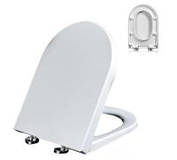 Slow Close Toilet Seat, D/U-Shaped, White PP, 02B, 42x33cm, Soft Close and Quiet Close Toilet Lid, One-Click Quick Release, Easy to Install and Clean, Non-Slip Adjustable Hinges