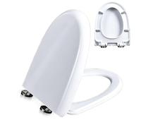 Slow Close Toilet Seat, D/U-Shaped, White PP, 02N, 44x35cm, Soft Close and Quiet Close Toilet Lid, One-Click Quick Release, Easy to Install and Clean, Non-Slip Adjustable Hinges