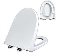 Slow Close Toilet Seat, D/U-Shaped, White PP Toilet Lid, Quiet Close, Adjustable Hinges, One-Click Quick Release, Easy to Install and Clean, Never Loosen, 02K, 48x38cm