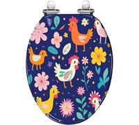 Slow Close Toilet Seat Elongated Animals Pattern Cow Sheep Turkey Rabbit Duck Resin Easy Clean Quick Release Hinges