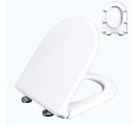 Slow Close Toilet Seat, One-Click Quick Release, Easy to Install and Clean, Quiet and Soft Close Toilet Lid and Seat, Adjustable Hinge, Polypropylene (PP), White, 02R, 46x37cm