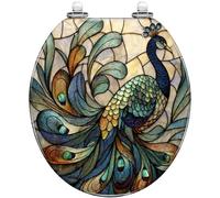 Slow Close Toilet Seat Round Stained Glass Art Resin Contemporary Interiors Quiet Lid Quick Release Hinges Easy Clean Install