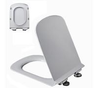 Slow Close Toilet Seat, Soft-Close Toilet Lid, Quick Release Function for Easy Cleaning, Easy Assembly, Urea Formaldehyde, 360° Adjustable Hinge, Square, White, 04E, 37.5x47cm