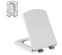 Slow Close Toilet Seat, Square, Quiet Close Toilet Lid and Seat, Adjustable Hinge, Quick Release, Easy to Install and Clean, Polypropylene (PP), White, 03A, 37x47cm