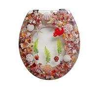 Slow Close Transparent Toilet Seat with Stainless Steel Hinge and Rubber Pad Ideal for Restaurant Bathroom Size 42x36cm Color A