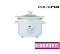Slow Cooker 1.5L White Ceramic Pot Round Removable Bowl 3-Speed Compact