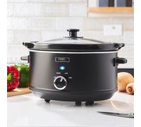 Cooks Professional Slow Cooker 3.5 Litre with Glass Lid, Cool Touch Handles, Dishwasher Safe Bowl, 2 Heat Settings & Keep Warm Function | Small One Pot Cooking Machine | Black & Rose Gold