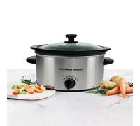 Hamilton Beach 3.5L Comfort Cook Slow Cooker, 160W Energy-Efficient Design, Removable Oven-Safe Ceramic Bowl, 3 Heat Settings, Compact for 2-4 People, Easy Clean, Silver - HBSC040S