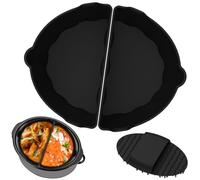 Slow Cooker Liner, 2pcs Silicone Slow Cooker Divider Liners with Handle and Brush for 6-8QT, Reusable Cookers Accessories for Home Kitchen (Black)