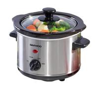 Slow Cooker Stainless Steel 1.5L Silver Glass Lid Dishwasher-Safe 3-Heat Compact